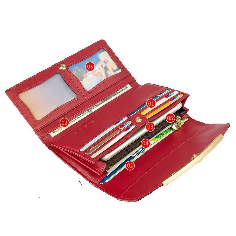 Free Shipping Designer Wholesale Women's Wallet Genuine Leather Long Large Capacity Multi-functional Simple Luxury Bag Elegant Women's Ticke