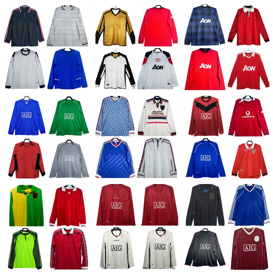 2006 2007 2008 CANTONA Solskjaer KEANE Soccer Jerseys Ronaldo Rooney Giggs 90 92 94 96 98 02 04 05 06 07 08 09 10 11 12 13 SCHOLES VIDIC Vintage Football shirt Long sleeves