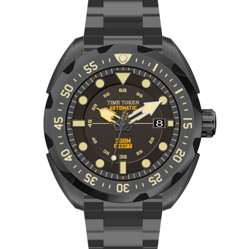 TIME TOKEN Dive Watch 316L Steel Case NH35 Movement Sapphire Glass 304L Strap 300M Water Resistance