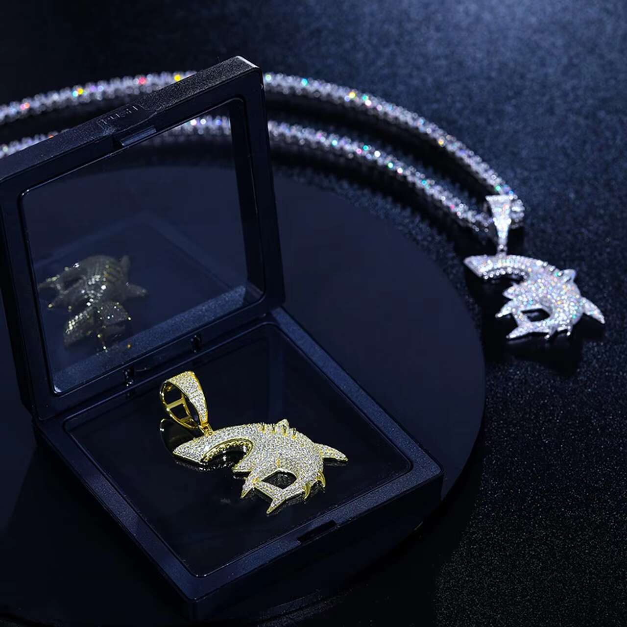 New Design 925 Sterling Silver VVS Moissanite Diamond Great White Shark Iced Pendant Necklace Hip Hop Style Pendants Charms