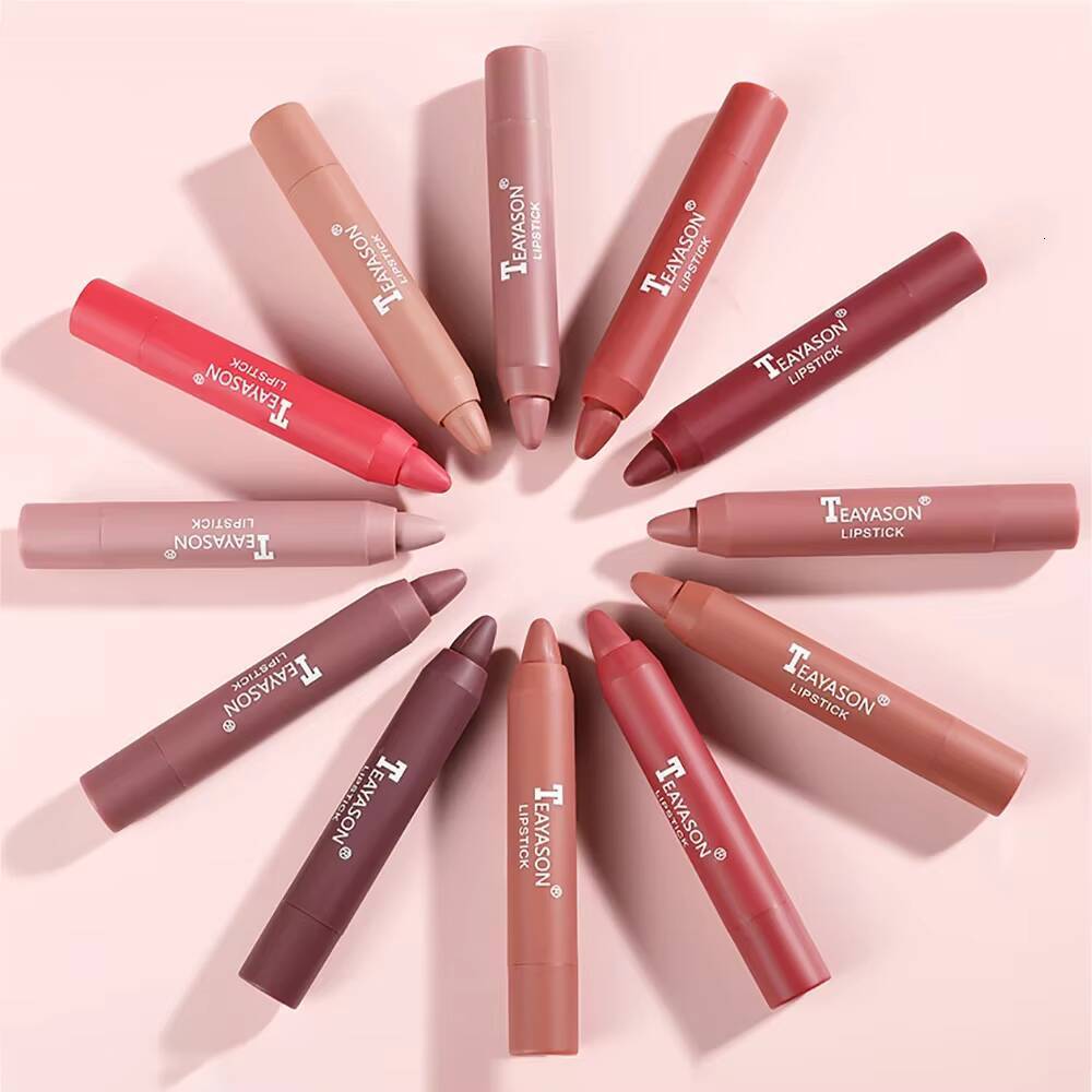 12 Colors Velvet Matte Lipsticks Pencil Waterproof Long Lasting Sexy Red Stick on-Stick Cup Makeup Lip Tint Pen Cosmetic happy