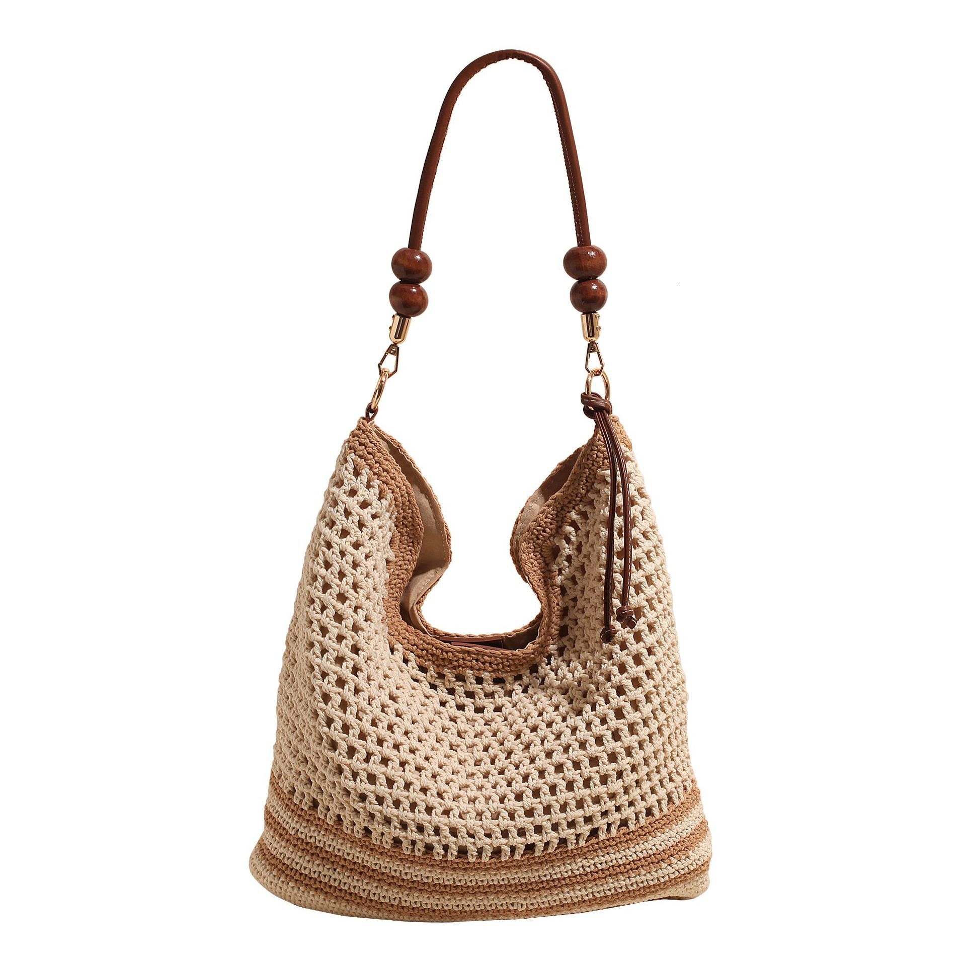 Free Shipping For Designers Beach Vacation Woven Bag Women's 2025 Summer New Commuter Shoulder Crossbody Bag Hollow Handheld Luxury Bag Tote Bag