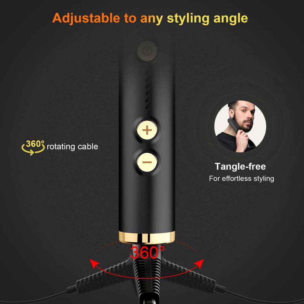 ANLAN Straightening Brush Hot Heated Men Beard Multifunctional Straightener Ceramic Comb Quick Hair Styler