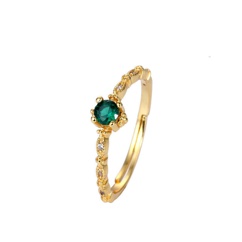 Inlaid Emerald for Women, Niche Design, Fashion, Blue Light Luxury Open Zircon Ring Jewelry
