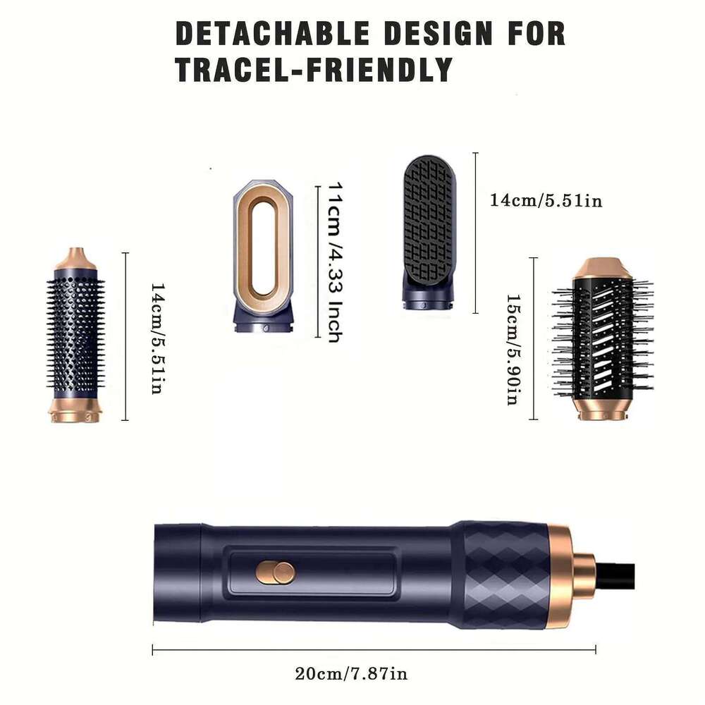 6 in 1 Blow Auto Curling Iron Negative Ionic Hair Dryer Set with Thermal 60000RPM Hot Air Brush