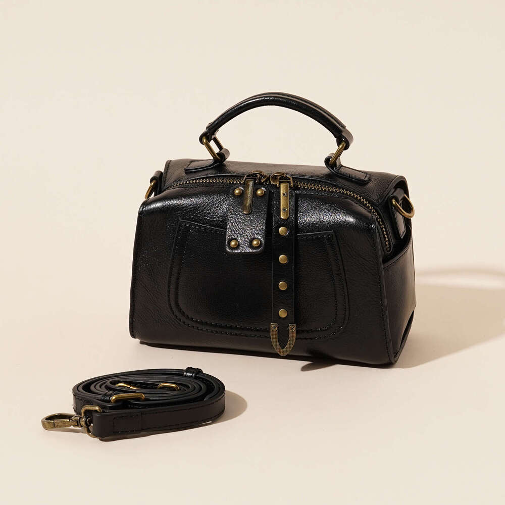 Women's Bag Shoulder Crossbody bag Spring Summer New Genuine Boston Pillow Fashion Casual Handbag Vegetable Tanned Leather