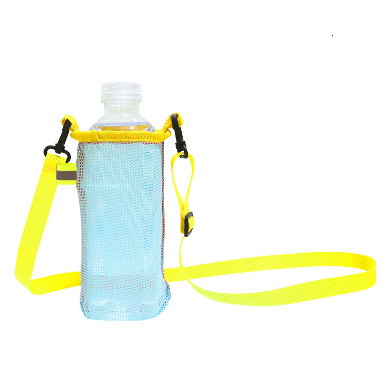Outdoor Crossbody Water Bottle Pouch Mesh Shoulder Strap Travel Portable Drink Milk Tea Storage Bag