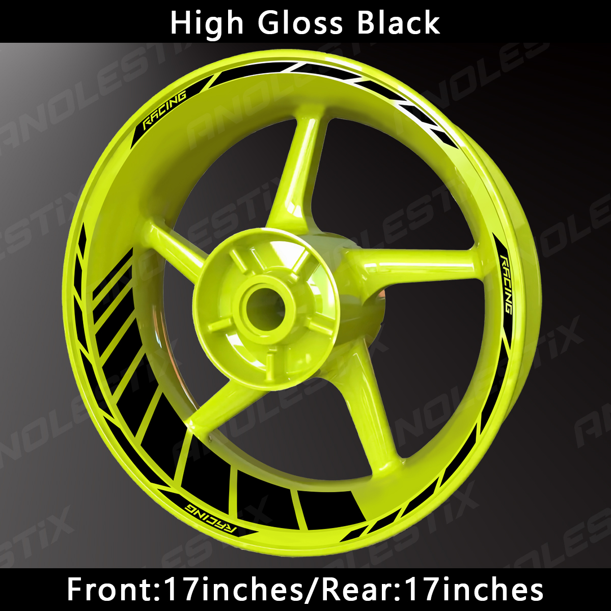 AnoleStix Custom Reflective Motorcycle Wheel Stickers Hub Decal Rim Stripe 17 Inchs For YAMAHA Honda Kawasaki Suzuki BMW KTM Triumph