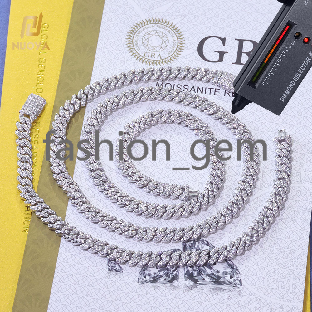 Hight Quality 6MM VVS Moissanite Cuban Link Hip Hop Jewelry for Women White Gold 925 Silver Cuban Chain Necklace for Gift