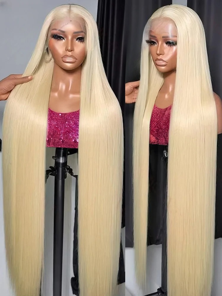 250 Density Straight 613 Blonde Lace Front Human Hair Wig 40 Inch HD Transparent 13x4 13x6 Lace Front Wigs Colored Wig For Women Synthetic