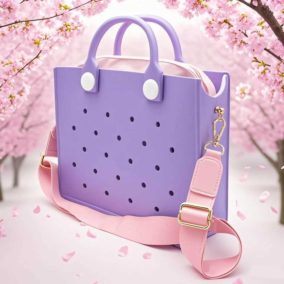 The orange guy Purple Wen Fi New EVA Punched Handbag Casual Waterproof Travel Tote Bag Fit Charms Outdoor Beach Bags B250618