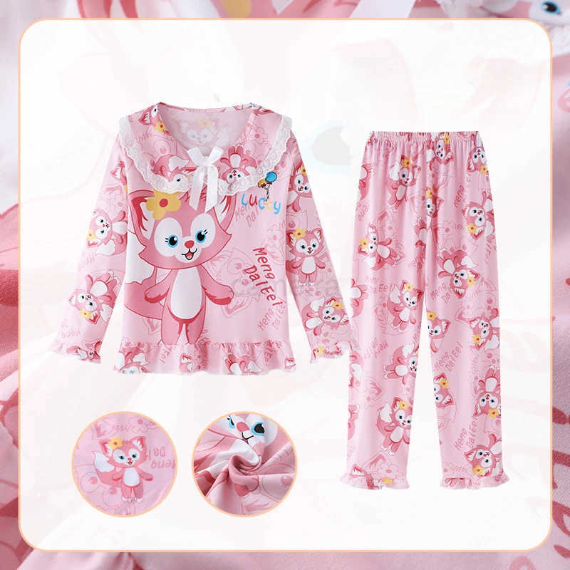 Sanrio Kawaii Sanrio Kids Pajama Sets Lace Bow Print Comfortable Children Sleepwear Suit Soft Loose Indoor Clothes Autumn Winter XJ250618XJ250618