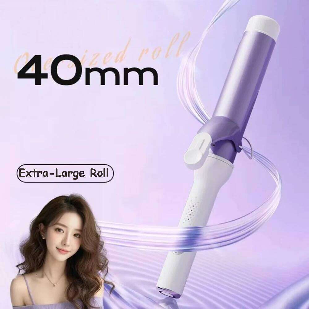 Women Professional 40Mm Ceramic Swivel Curling Iron Big Wave Electric Curler Hair Styling Tool