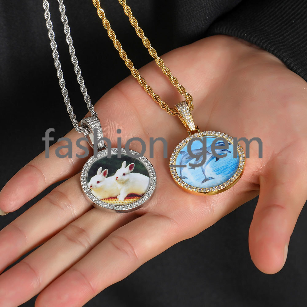 Custom Iced Out 45mm Memory Pendants Necklace Hip Hop Custom Photo Locket Picture Pendant Photo Pendant with Picture