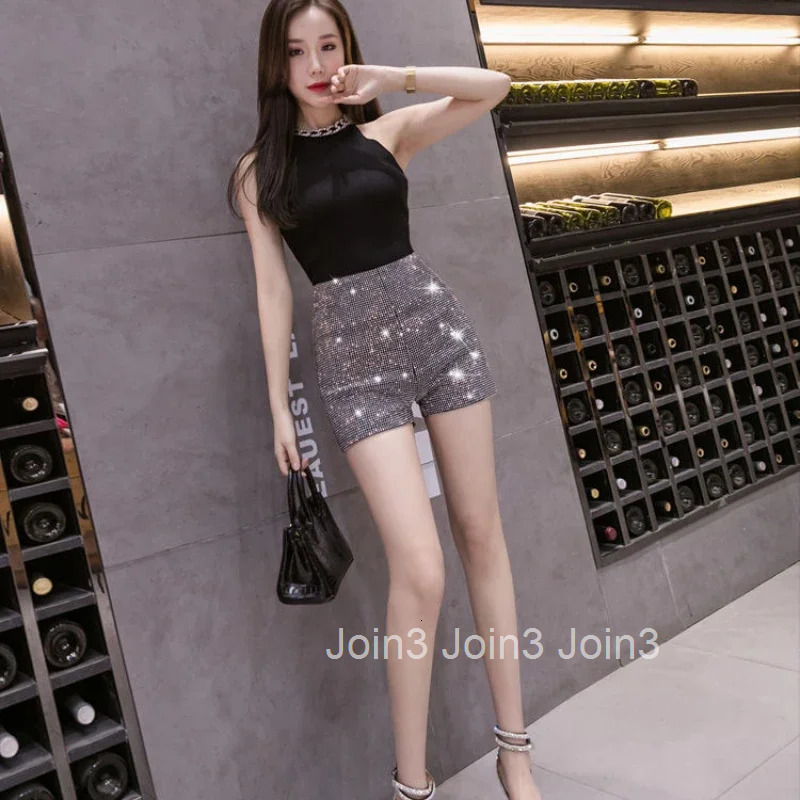 Shorts for Women Sequin Woman Short Pants with Rhinestones Black High Waist Kpop Y2k Vintage Cheap Outdoor Wholesale Stretchy XL