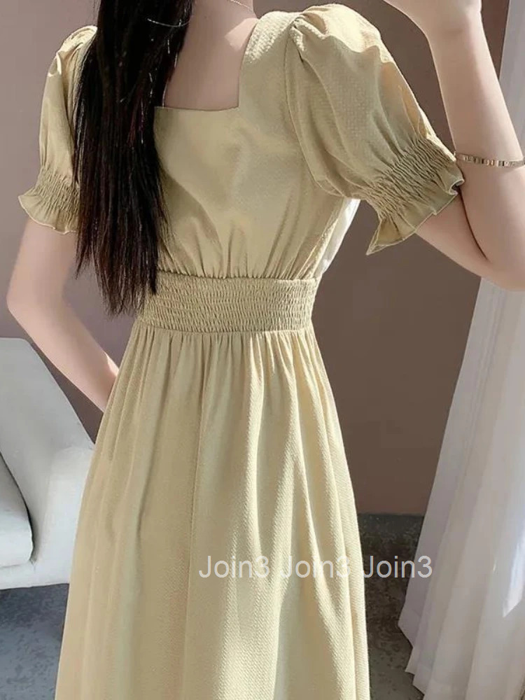 Female Dresses Yellow Loose Womens Dress Prom Graduation Evening Birthday Party Retro Elegant Luxury New in Chic Vintage Xxl G