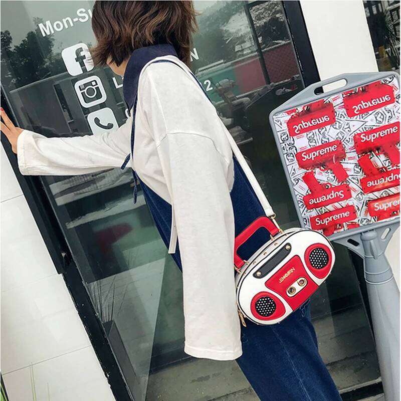 Vintage Radio Women Handbags Designer Chic Shoulder Bags Pu Leather Rock Female Crossbody Messenger Bag Personality Purse