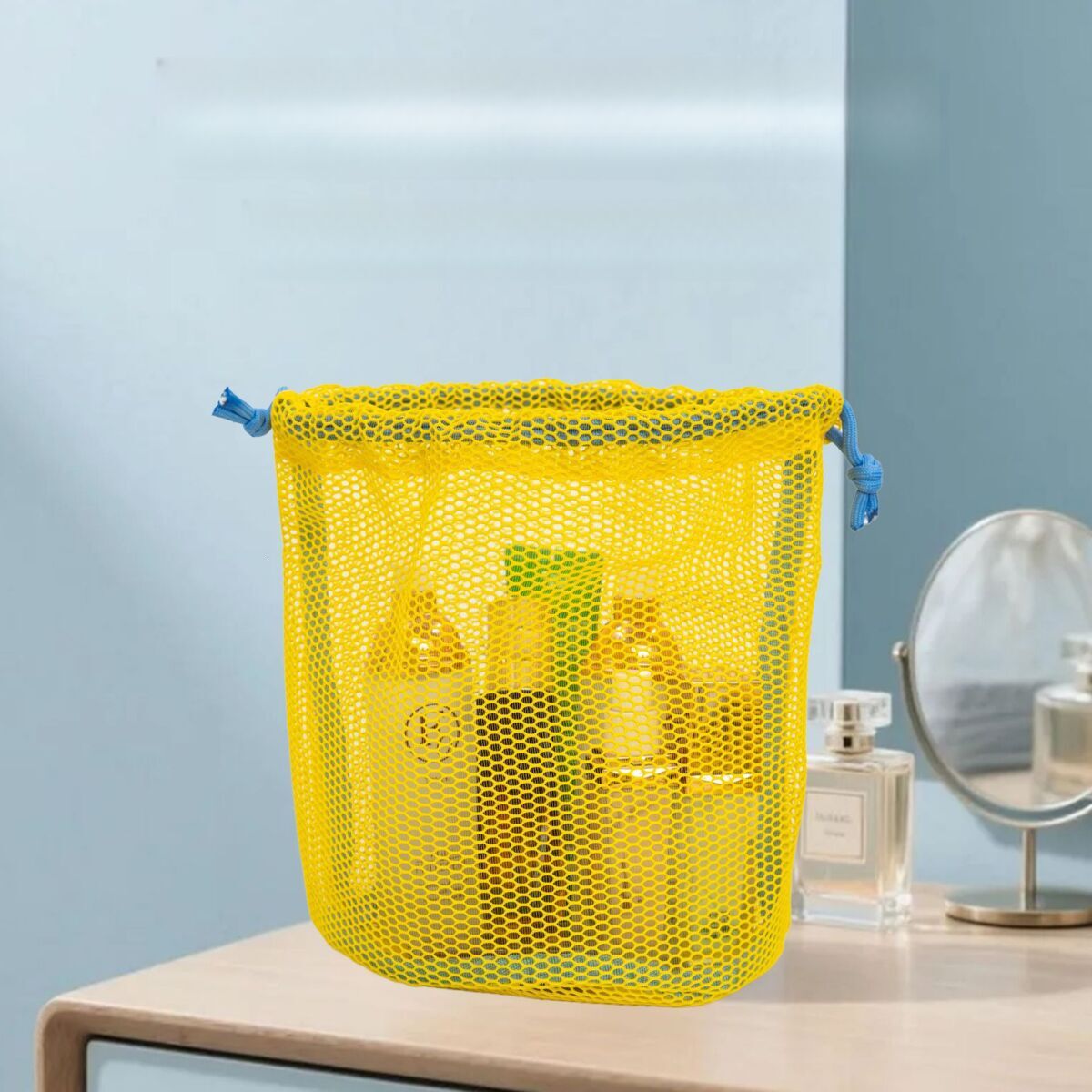 New Dopamine Drawstring Makeup Portable Pouch Drainage Storage Travel Toiletry Mesh Bag