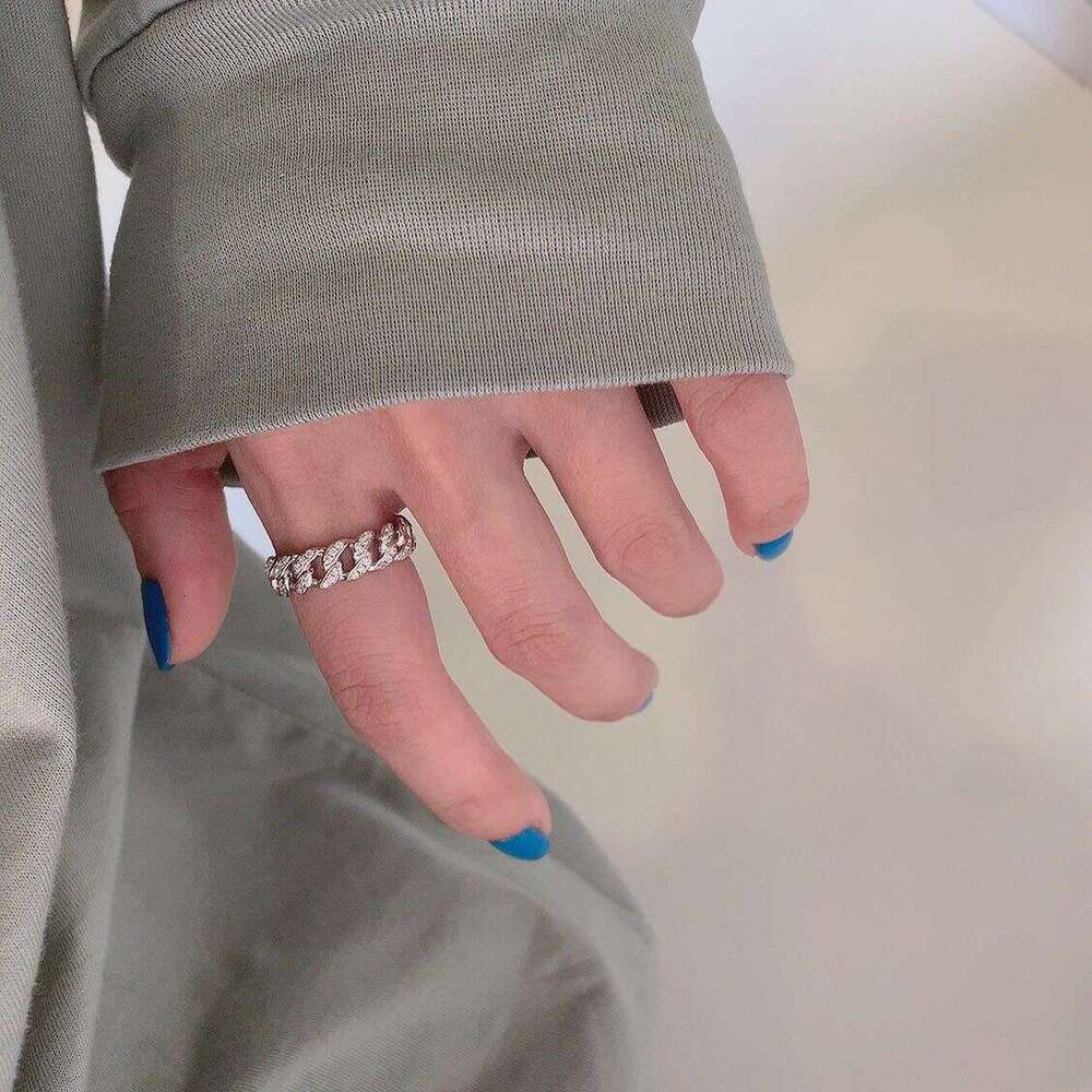 New Fashion Hip-Hop Style Unique Versatile Cuban Niche High-End Minimalist Light Luxury Ring for Women