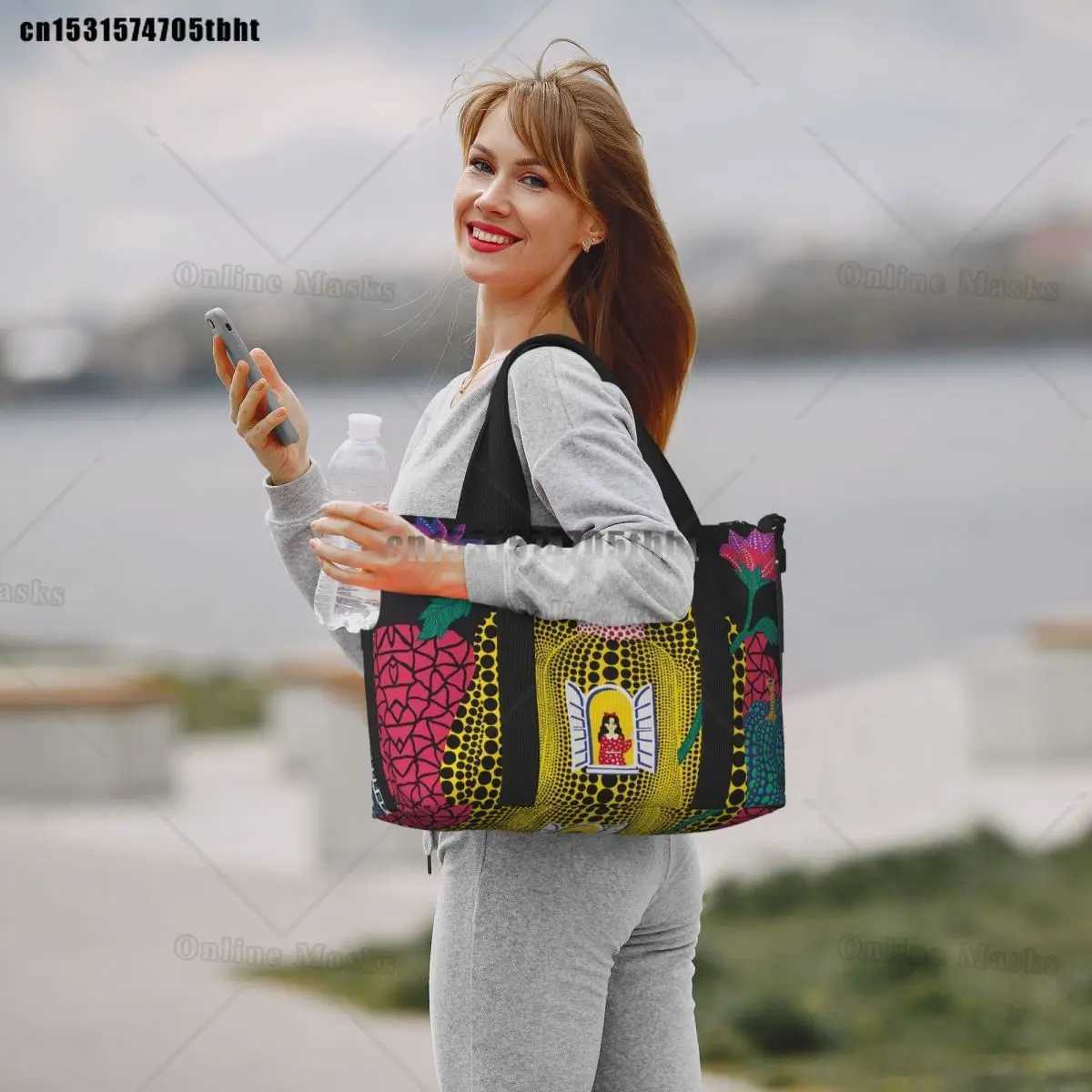 Cust Yayoi Kusama Abstract Painting Beach Tote Bag Wen Extra Large Gym Carry Travel Shopping Bags B250618