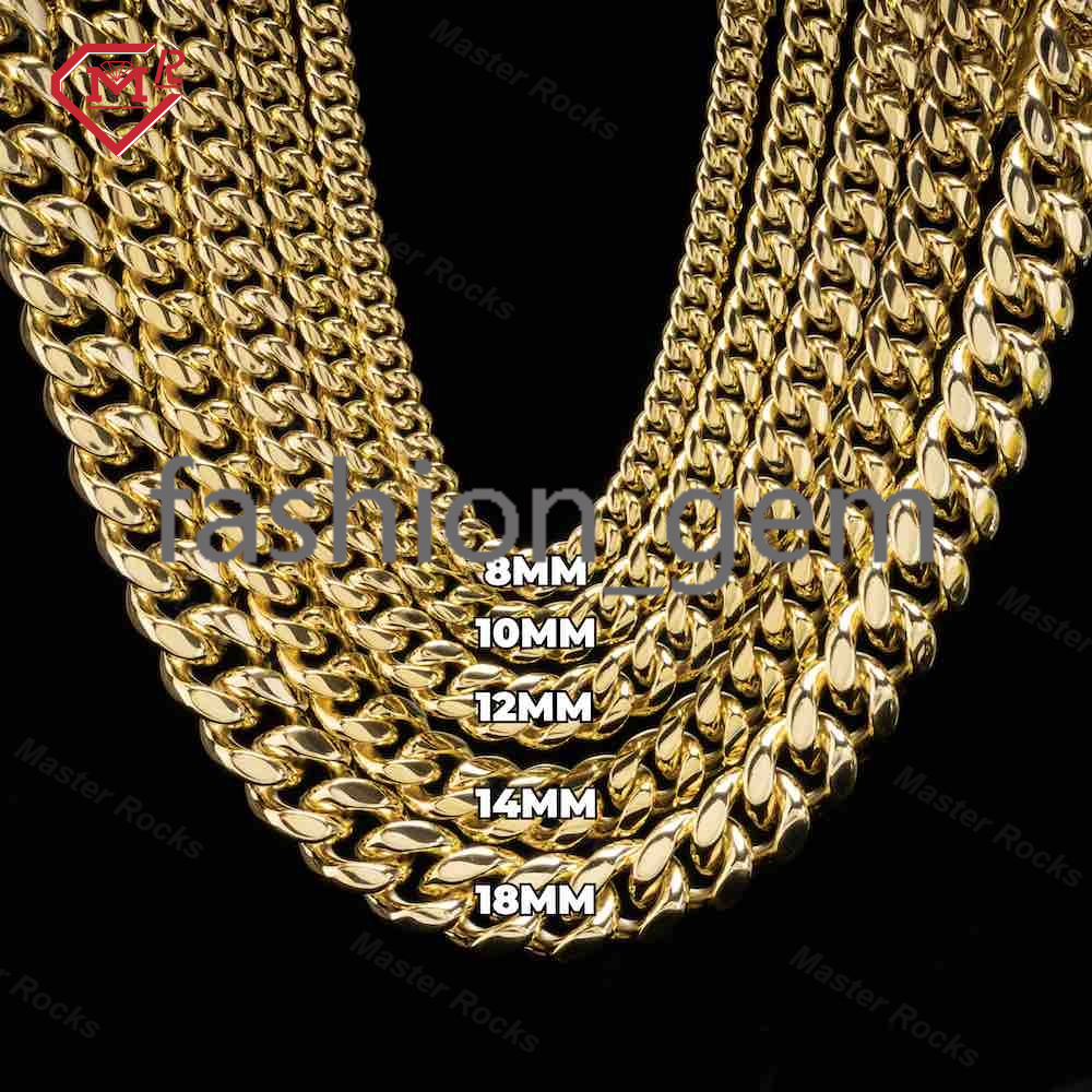 10mm 12mm 14K Gold Plating Cuban Chain High Quality Fashion Hip Hop Miami Cuban Link Chain