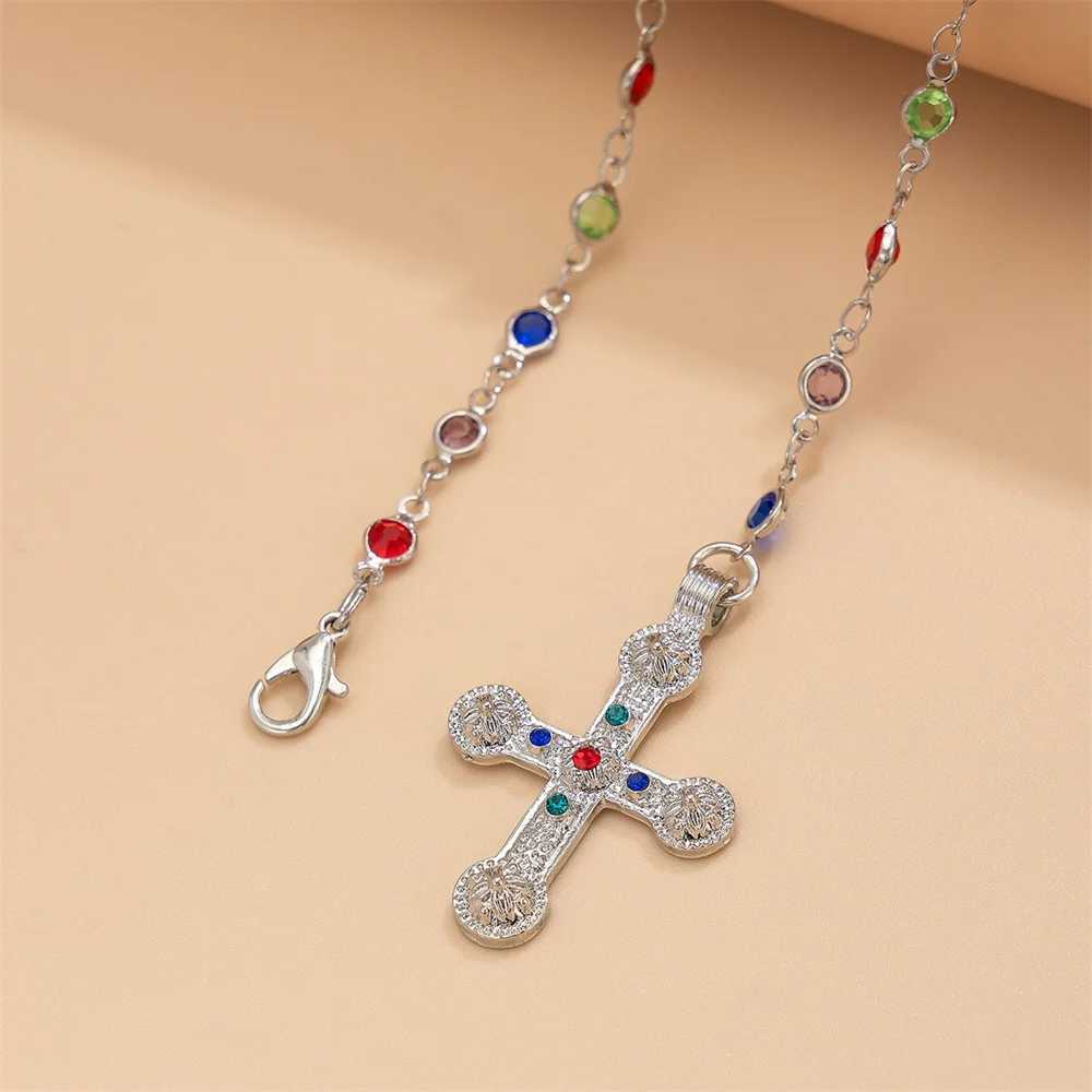 Unique Cross Pendant Necklace for Women Simple Crystal Necklace Sweater Chain Long Y-shaped Necklace Y2K Party Jewelry 2024 W250618