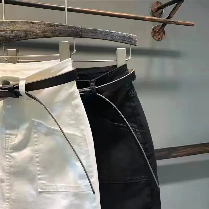 Jeans Skirts for Women White Woman Denim Skirt Patchwork Short Mini A Line Elegant Clothing Trend 2024 Premium Vintage V 250610A