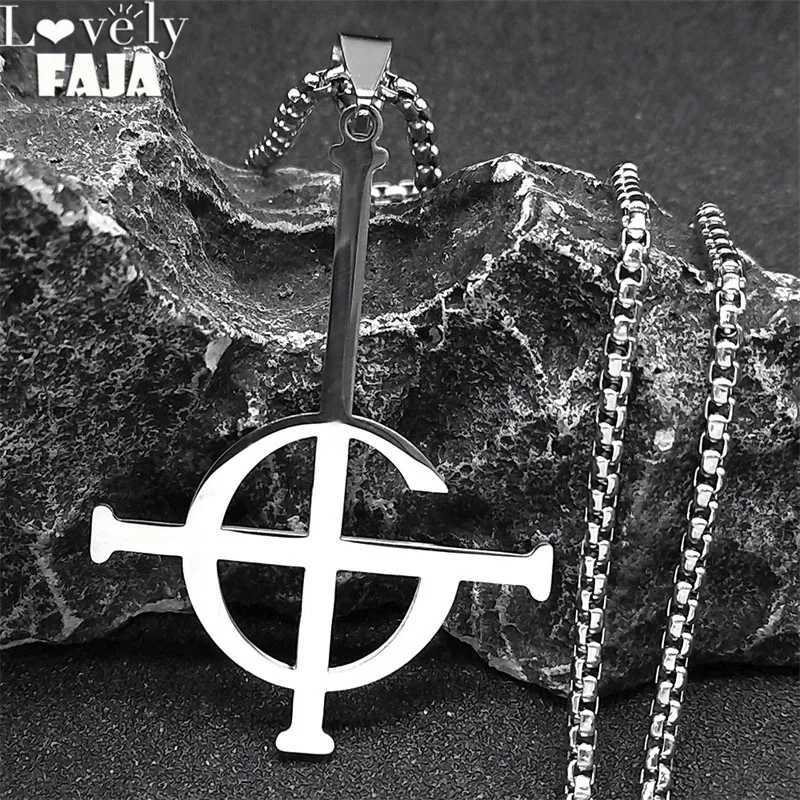 NamelESS Band BC StainlESS Steel Necklace Ghoul Cross Chain Musical Band Mask Grucifix Necklaces Jewelry collar de GHOST W250618