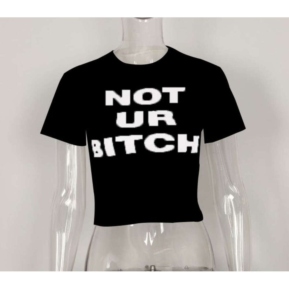 Summer New Letter Short Sleeve Crop Top T-Shirt Women's Energetic Casual Versatile B5