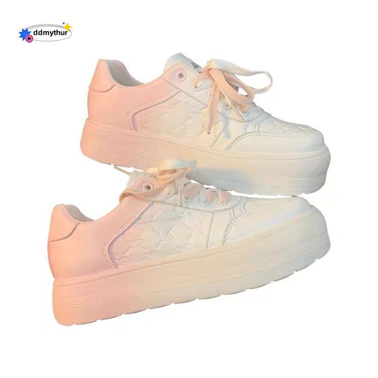 White Sneakers for Women 2021 New Style Student Thick-Soled Casual Chunky Loafers ddmythur