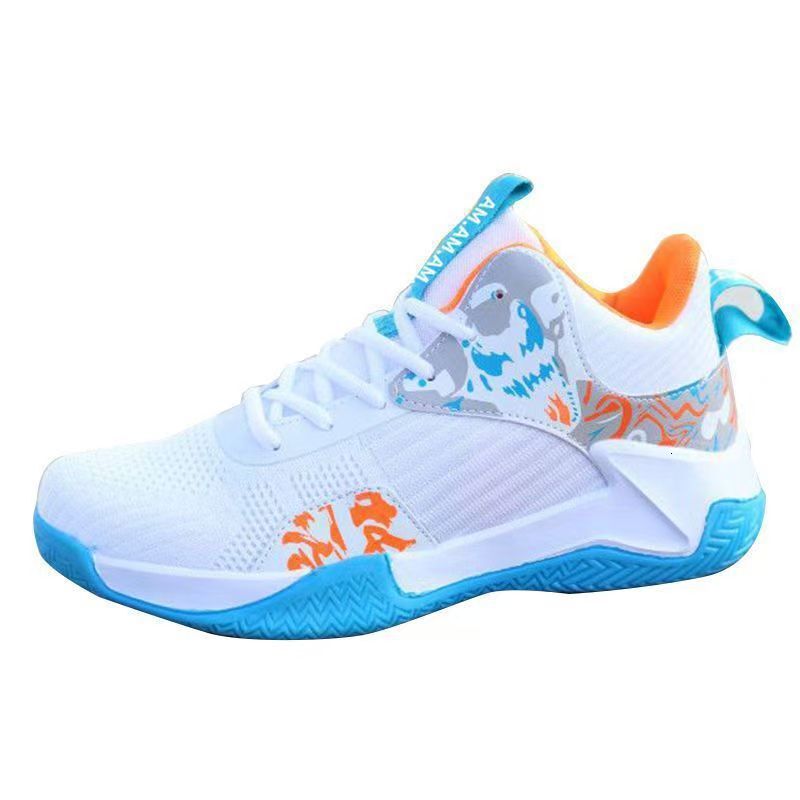 National Trend Basketball Casual Shoes And Teenagers New Versatile Breathable Mid Thickness Mesh Sports Shoes Mid High Top Training Shoes For Men Ddmy