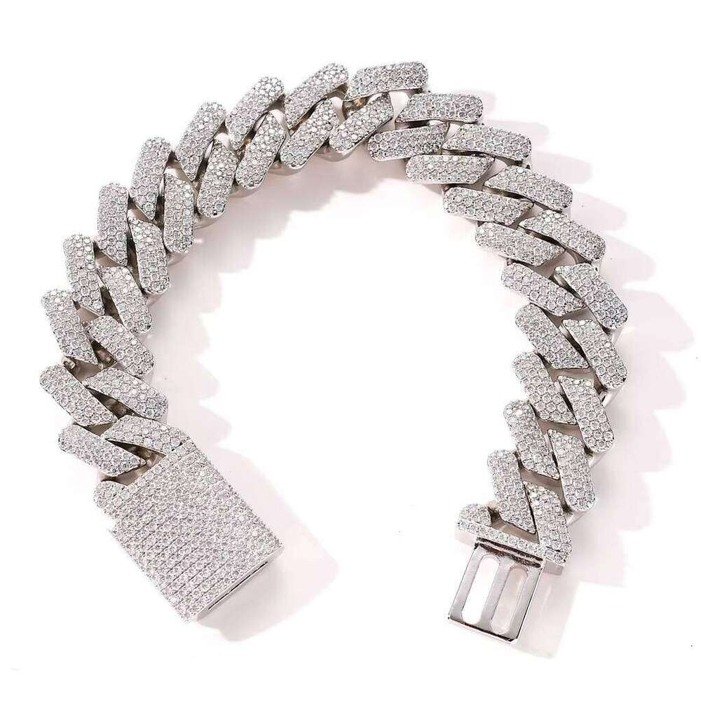 Hip-hop Men's Bracelet with Solid Cuban Chain 20mm Gold Plated Full Zircon Buckle for Parties