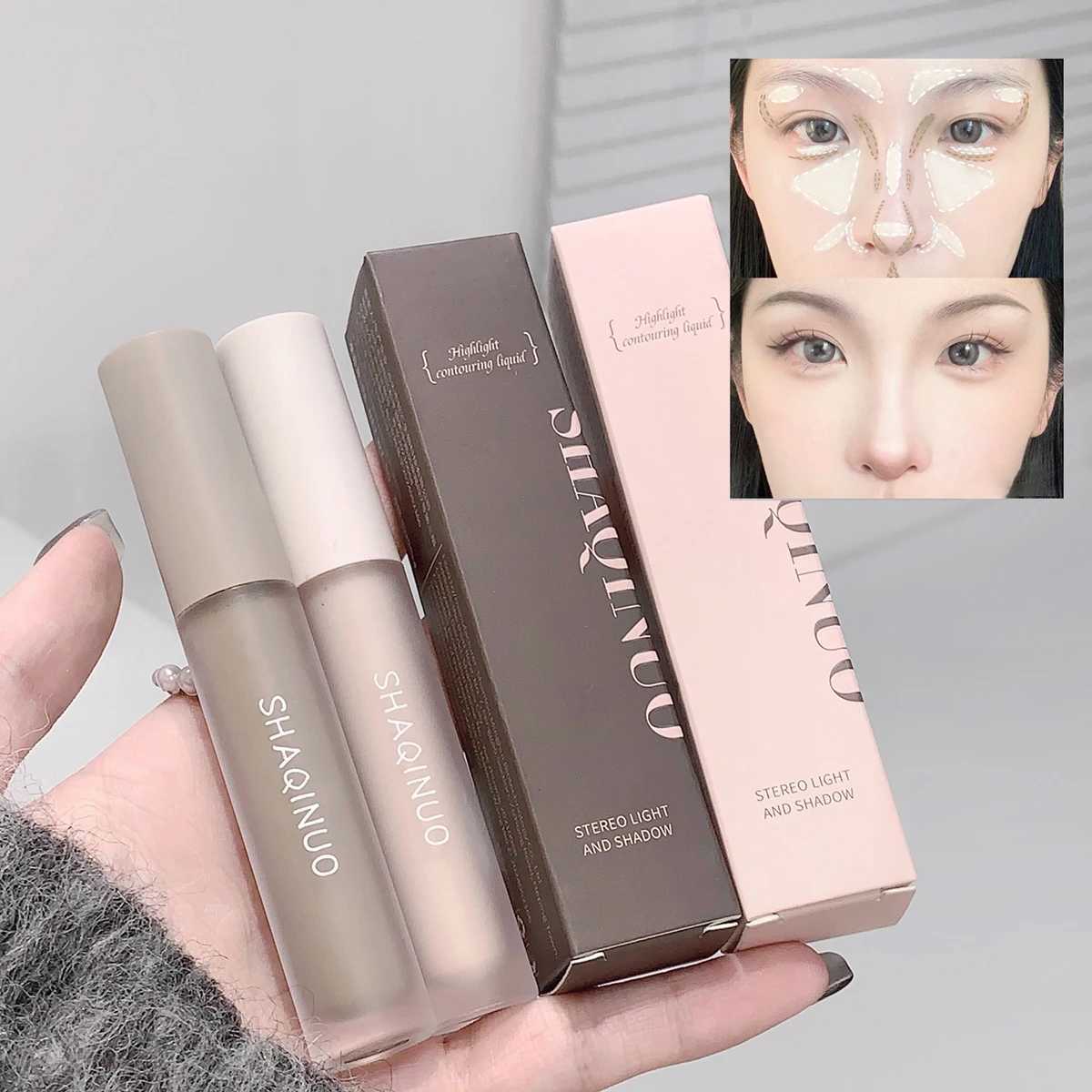 Facial Liquid Contour Stick Concealer Contouring 3D Cement Grey Nose Shadow Cream Brighten Highlighter Bronzer Concealer Makeup XJ250618