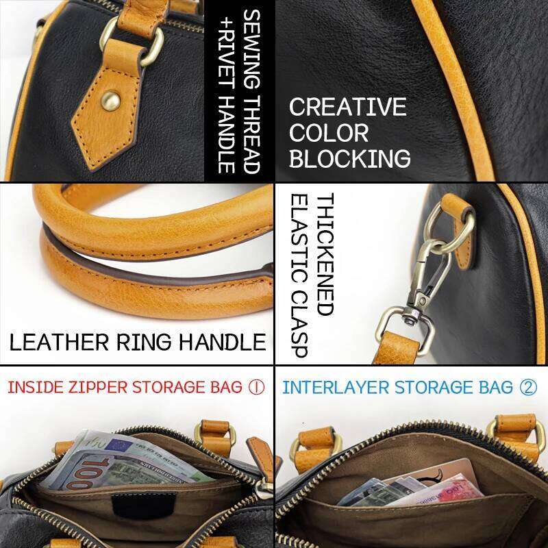 Classic Boston Shoulder Bags For Women Crossbody Shopper Fashion And Vintage Genuine Leather Ladies Female Handbags