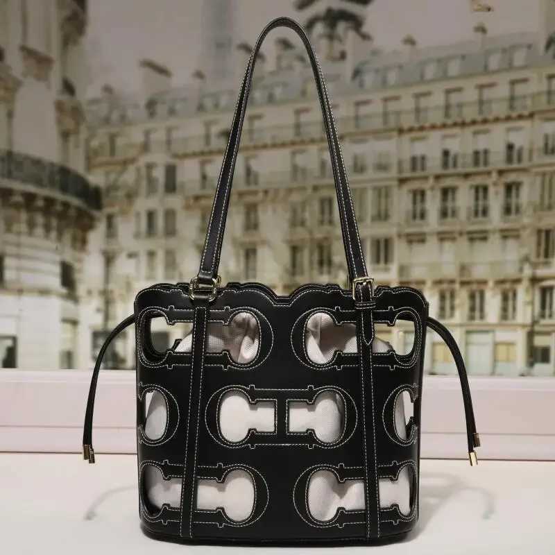 CH high-end reliable brand hollow design womens handbag large capacity simple solid color womens shoulder bag B250618