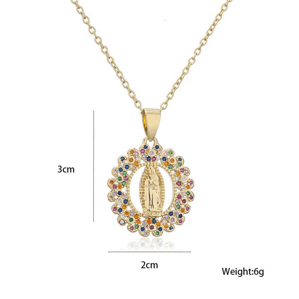 Good Quality Virgin Mary Wen/men Necklaces Gold Color Stainl Steel Virgin Mary Pendant With CZ StoneElegant Jewelry GiftC250617