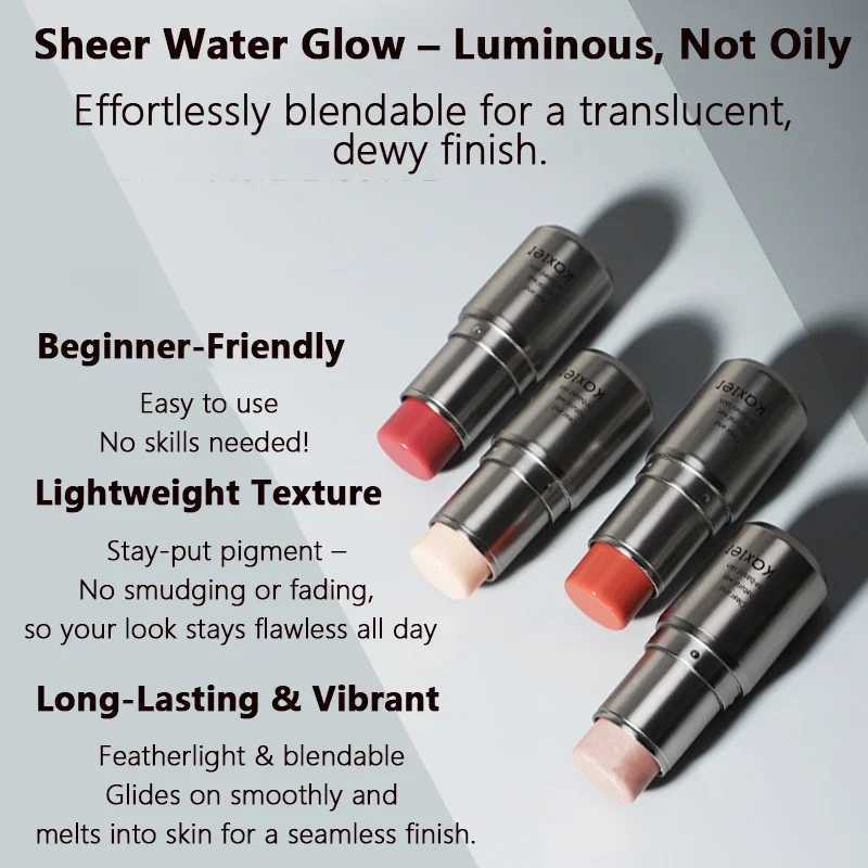 Waterproof Shimmer Blush Stick Face Highlighter - Moisturizing Long-Lasting Illuminator for Brightening And Contouring XJ250618