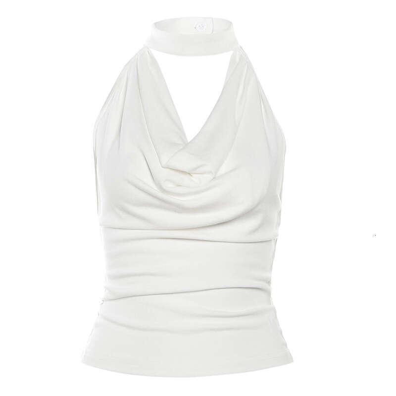 Summer New Women's Solid Color Slim Fit Street Fashion Halter Sexy Backless Tank Top B5