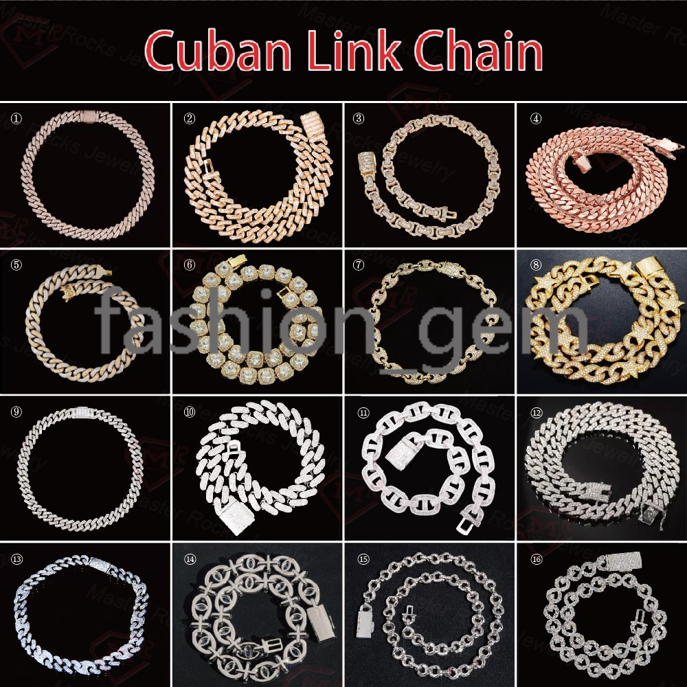 Master Rocks 925 Sterling Silver 18mm Iced Out Necklace VVS Moissanite Cuban Link Chain