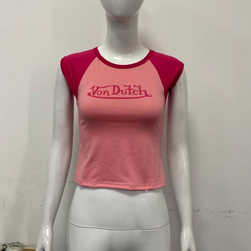 Y2K American letter printed Tshirt for womens trendy street fashion short sleeved with exposed navel summer 250617