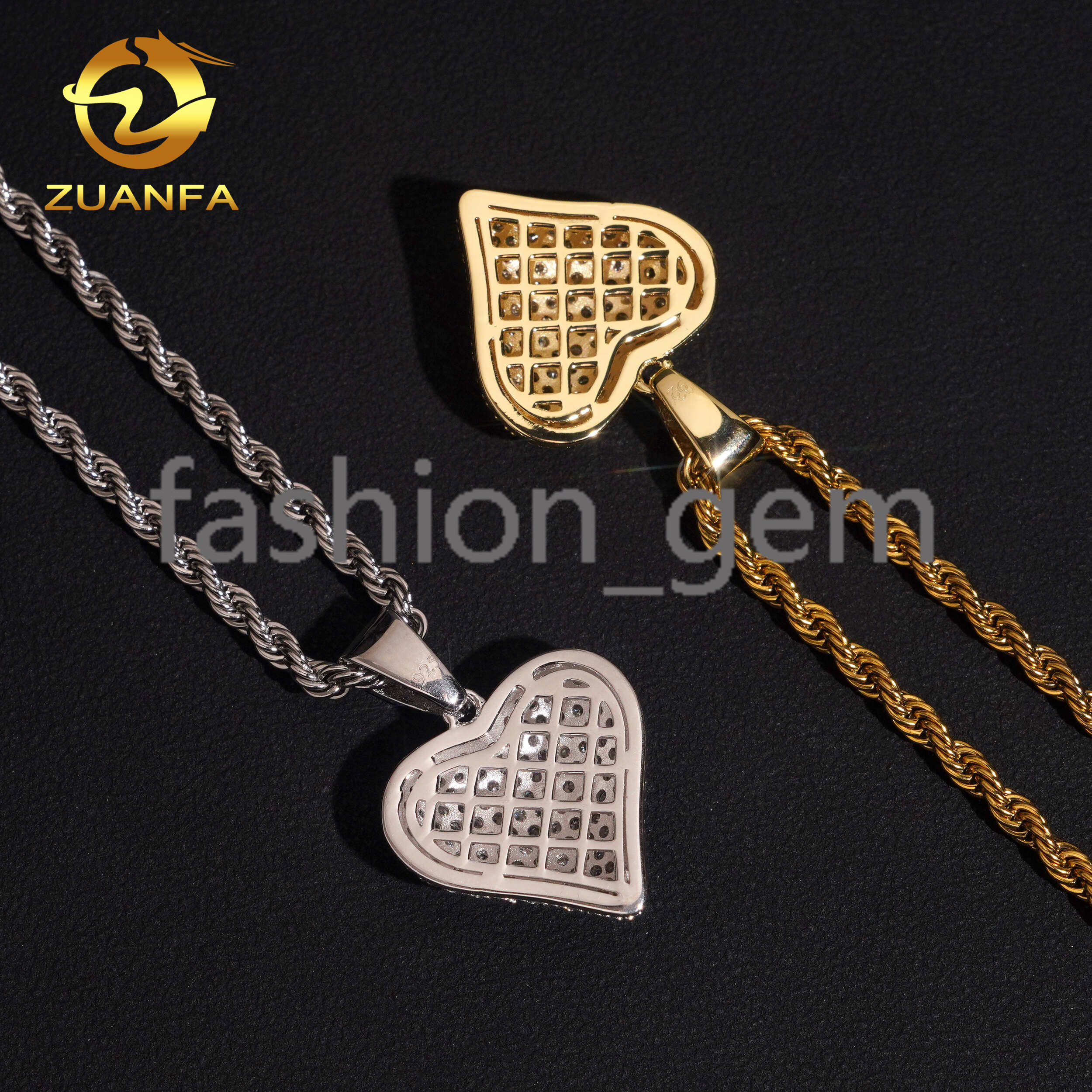925 Silver Hip Hop Moissanite Jewelry Custom Iced Out Pendant VVS D Moissanite Diamond Heart Charm Pendant