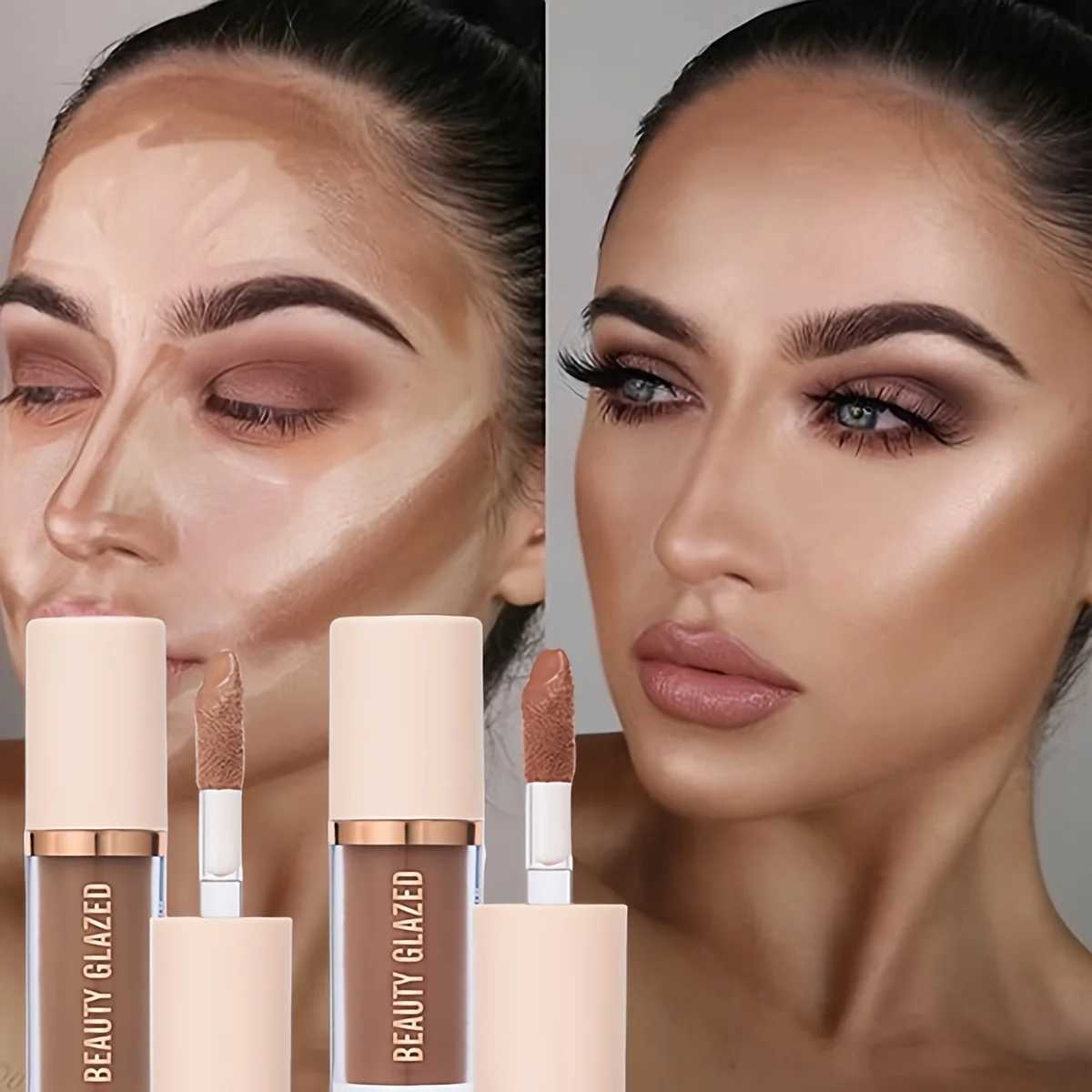 Beauty Glazed Cream Contour with Natural Shadow Effect Long-Lasting Matte Finish Waterproof Foundation Cream for Quick Coverage XJ250618