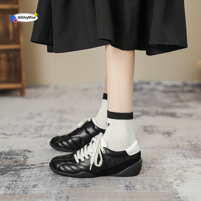 Cowhide Version Height Increasing Cross Strap German Training 2025 New Ballet Sports Women's Autumn Winter Versatile Soccer Running Shoes ddmythu