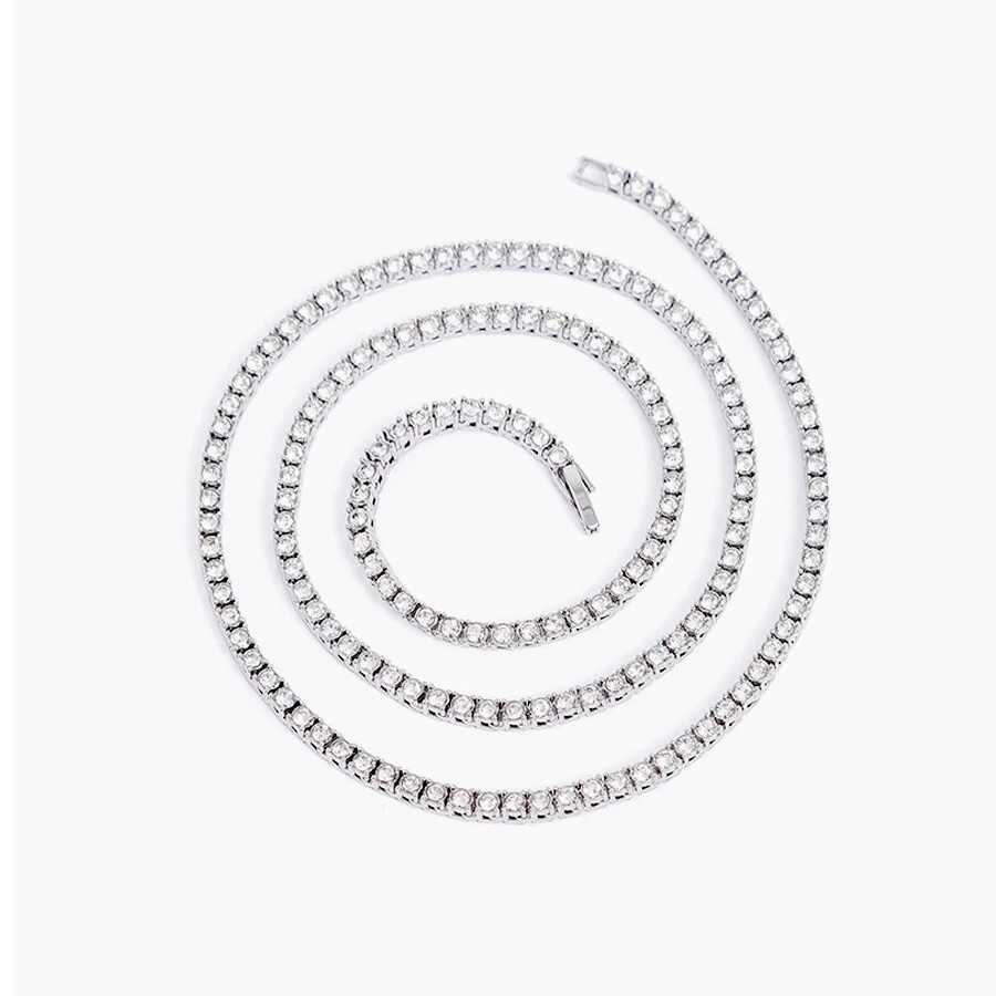 European and American hip hop 5mm round mens hip hop tennis necklace advanced niche jewelry mens and womens alloy hip hop style W250618