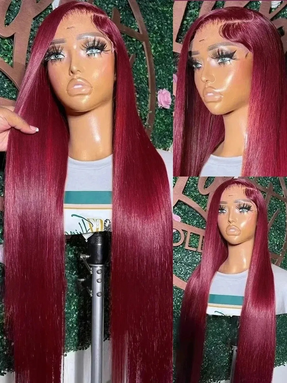 99j Burgundy Hd Human Hair Lace Frontal Wig 13x4 Brazilian Bone Straight Red Colored Lace Front Human Hair Wigs 30 40 Inch Synthetic For Women