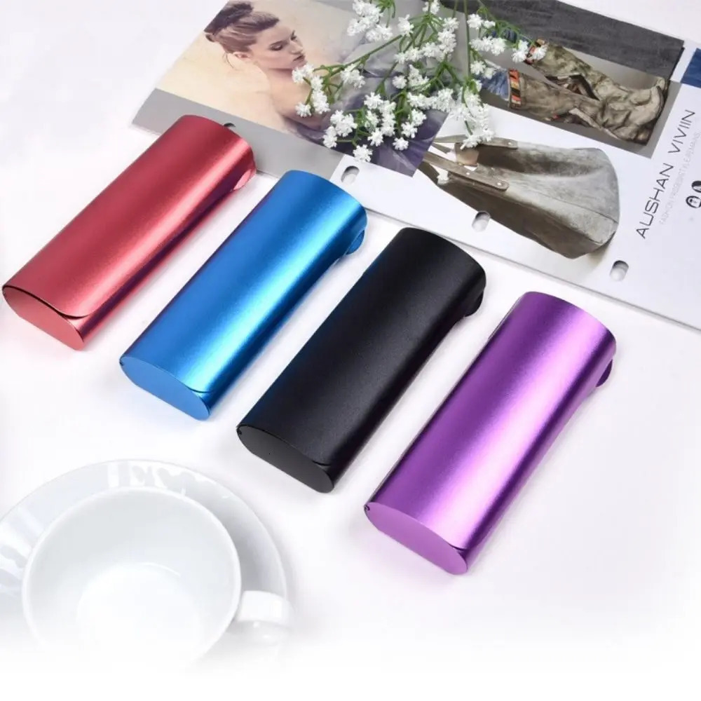 Small Hard Shell Glasses Case Organizer Optical Aluminum Alloy Frosted Myopia Glasses Case Compression Sunglasses Storage Box 250617