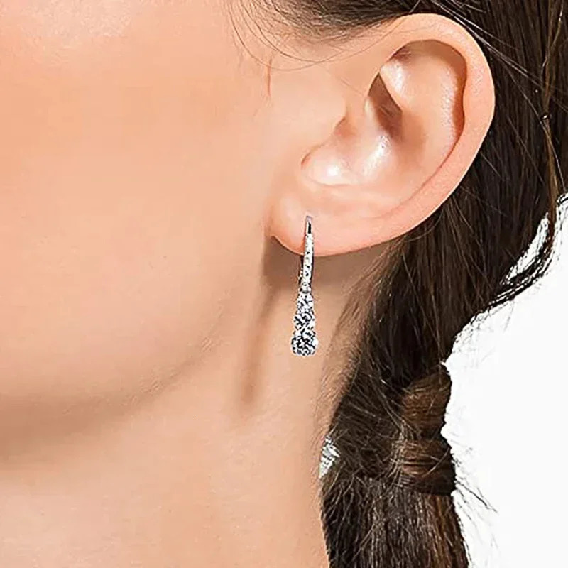 CAOSHI Shiny Round Zirconia Pendant Earrings Lady Dainty Daily Accessories Fashion Graceful Silver Color Jewelry for Engagement 250617