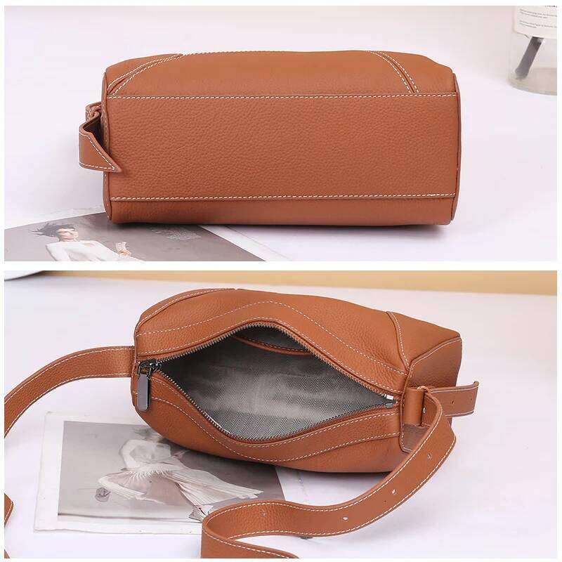 2024 New Women Lady Popular Commuter Boston Crossbody Messenger Female Soft Genuine Leather Geometric Pillow Shoulder Bag
