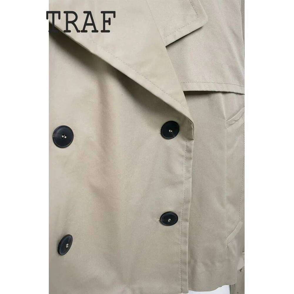 TRAF Casual Style Short Top For Woman Double Breasted Design Long Sleeved Women Jacket Two Colors New Daily Outerwears