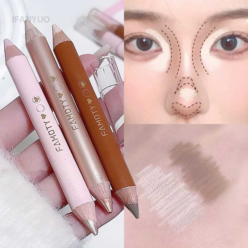 Double Head Highlighter Contour Stick V Face Outline Sculpt Nose Shadow Concealer Lying Silkworm Brighten Mineral Cream Gel Pen XJ250618